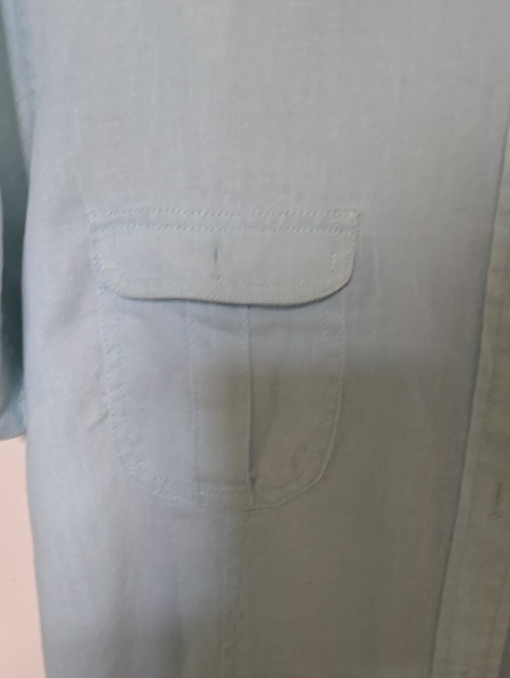 Eddie Bauer Light Blue Linen Short Sleeve Shirt - Picture 4 of 6
